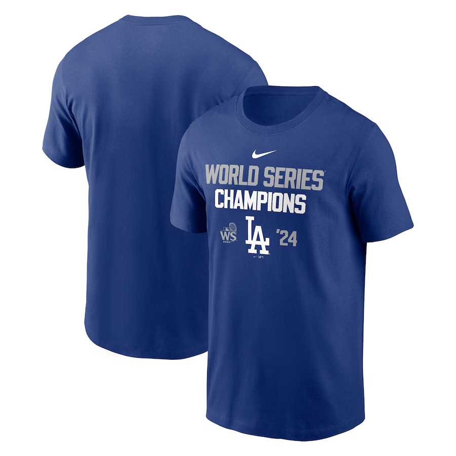 Men Los Angeles Dodgers 2024 MLB World Series Champions blue T shirts style 8->ncaa teams->NCAA Jersey